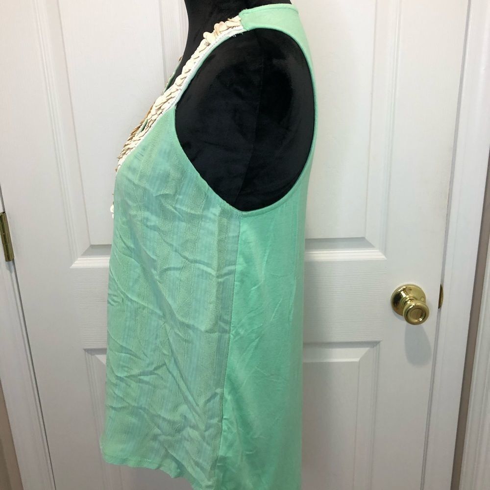 Liv Los Angeles mint green beaded tank blouse - Picture 6 of 10